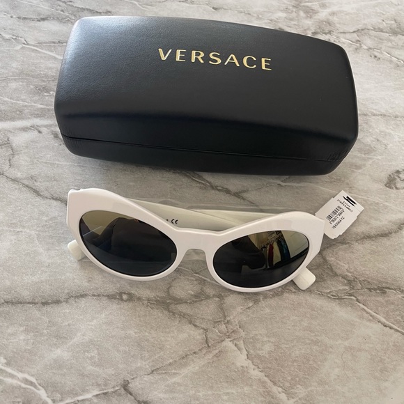 Versace White & Gold 54mm Butterfly Sunglasses main image 6